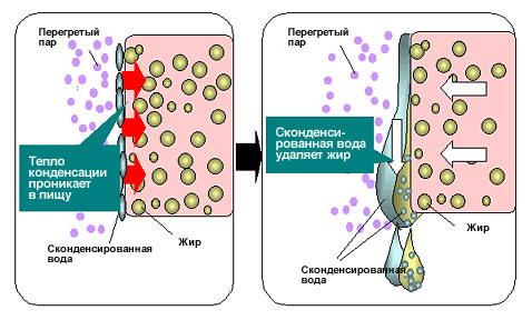 Механизм удаления жира из продукта (иллюстрация с сайта sharp-world.com).